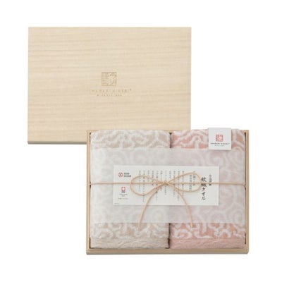 今治謹製　紋織タオル　木箱入り　フェイスタオル２枚セット　IM7720　ピンク(今治製)