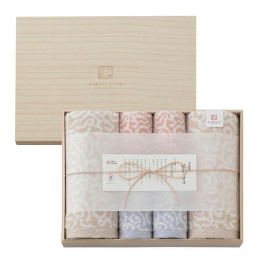 今治謹製　紋織タオル　木箱入り　バスタオル２枚フェイスタオル２枚ウォッシュタオル２枚セット　IM7780　(今治製)