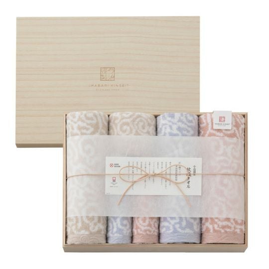 今治タオル 6枚セット バスタオル×1/ウォッシュタオル×2/フェイスタオル×3 今治謹製 今治綿紗織り 紋織タオル 箱入り 木箱入り 札幌 東区 今治謹製 紋織タオル 木箱入り バスタオル1枚・フェイスタオル1枚