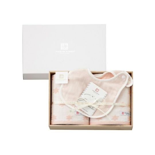 今治謹製 First towel　木箱入り　ハンドタオル2枚・スタイ1枚セット　FS7740　ピンク　(今治産)