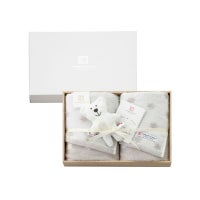今治謹製 First towel　木箱入り　フェイスタオル2枚・にぎにぎ(鈴入り)1点セット　FS7750　グレー　(今治産)