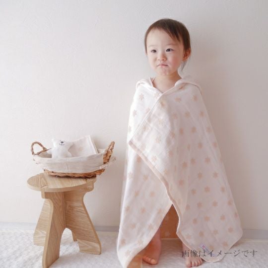 今治謹製 First towel　木箱入り　フード付きバスポンチョ1枚・スタイ1枚セット　FS7780　ピンク　(今治産)のイメージ