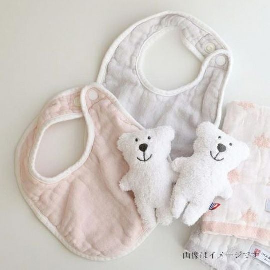 今治謹製 First towel　スタイ1点　20×23cm　TFS03　(今治製)　ピンクとにぎにぎ