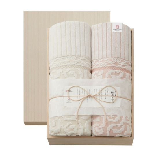 今治謹製　紋織タオル　木箱入り　タオルケット２枚セット　IM20039(今治製)