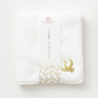 今治謹製 はんかちたおる　鶴の刺繍入り（ホワイト）　約25×25㎝　TIHT120（今治製）