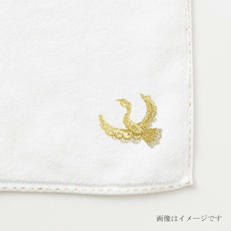 今治謹製 はんかちたおる　鶴の刺繍入り（ホワイト）　約25×25㎝　TIHT120（今治製）　刺繍